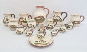 Assorted Devon motto ware jugs, various sizes and a plate (16)