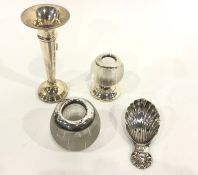 Silver reproduction Georgian style caddy spoon with shell bowl and scallopshell tab handle,