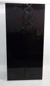 Modern two-door wardrobe in black polished mirror finish, 100cm x 208cm