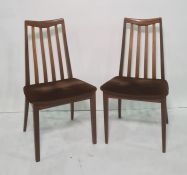Set of four 20th century teak G-Plan slatback boardroom chairs with brown upholstered seats (4)
