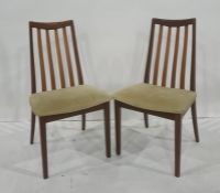 Set of six slatback teak boardroom chairs, probably G-Plan, with pale cream upholstered seats (6)