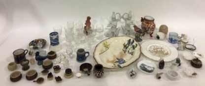 Two boxes of assorted items to include modern figures, modern Japanese Satsuma lidded vase, small