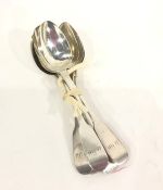 Set of six George IV Irish silver teaspoons, fiddle and rattail pattern, hallmarked Dublin 1825 '
