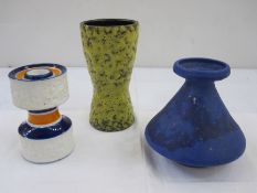 Royal KPM porcelain Berlin, 1960's Pop Art blue and orange banded candle holder, 12.5cm high,