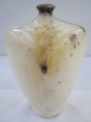 John Bedding (b.1947) bottle neck vase in cream and orange Raku fired, impressed mark to base,
