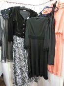 Vintage viscose black dress with fringe detail to the waistline, to the hem and to the sleeves, with