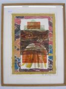 G Fermer (20th century school) Mixed media collage  Signed lower right and dated 1985, 39cm x 29cm