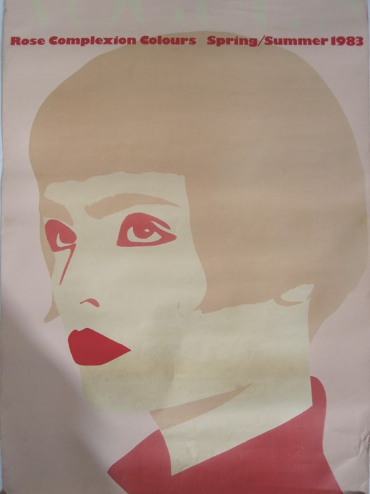 Vogue Spring/Summer 1982 poster "Butterfly Colours" in blue and yellow, Vogue poster Spring/Summer - Image 2 of 3