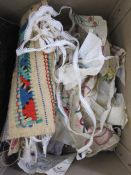 Eastern-style embroidery on canvas, table runner and a large quantity of embroidery samples,