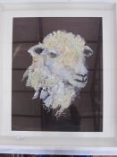 Barbara Shaw 20th century textile mixed media Sheep, signed in pencil lower right, 69 x 59cm approx