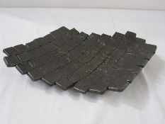 20th century cast iron dish, shaped rectangular with multiple rows of squares, 27 x 24 cms