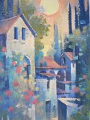 20th century school Oil on board Mediterranean scene signed lower left John, unframed, 25.5 x 51cm