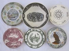 Assorted transfer-printed plates to include Copeland Spode 'MV Blue Nose Ferry Between Bar Harbor,