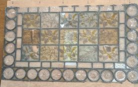 Arts & Crafts Aesthetic-taste stained glass window, set 15 rectangular hand painted floral panes