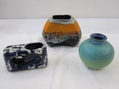 Dumler & Breiden Space Age mechanic glaze polar orange black and white vase, circa 1960's/70's, 11cm