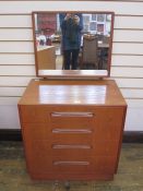 G-Plan dressing chest with rectangular mirror, four drawers, curved handles, 71cm wideCondition