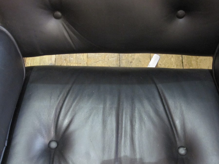Charles and Ray Eames lounge chair and ottoman, Herman Miller Collection in black leather, unmarked, - Image 15 of 19