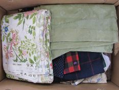 Various vintage and other materials to include green printed satin, a large quantity Jonelle '