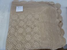 Large undyed crochet table cloth/bedspread, circular crochet table cloth, embroidered table cloth