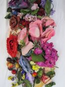 Vintage hat ornaments to include assorted ostrich feather hat and hair ornaments, bird feather