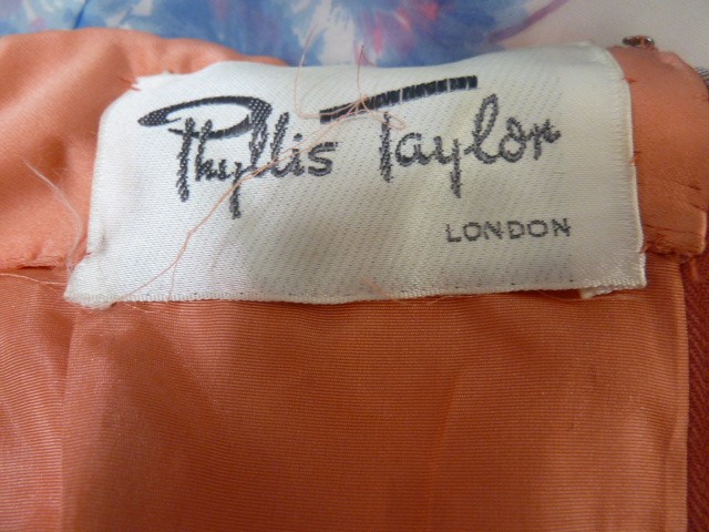Phyllis Taylor apricot satin full length evening gown with embroidered bodice, with sash detail, a - Image 3 of 15