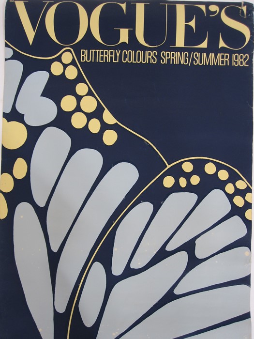 Vogue Spring/Summer 1982 poster "Butterfly Colours" in blue and yellow, Vogue poster Spring/Summer