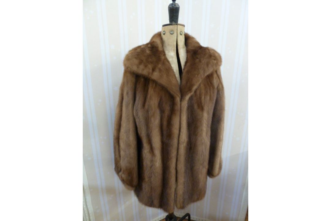 Vintage mink coat with cuff sleeves, deep shawl collar - Image 1 of 2