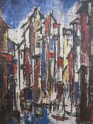 Yassa Nissan - 20th Century School Oil on canvas Abstract Venetian canal scene, signed lower middle,