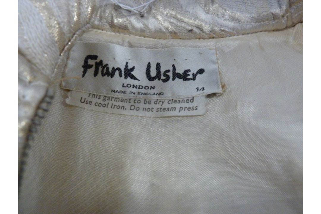 1960's gold lame Frank Usher evening gown, sleeveless, diamante buttons to the belt and pocket ( - Image 3 of 3