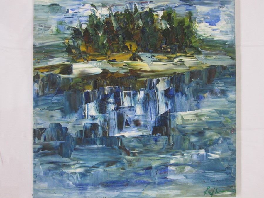 20th century school Oil on canvas "English Spring", signed indistinctly lower right, unframed, 56