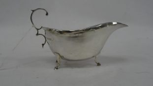 Modern silver sauce boat of typical form, Birmingham 1974, A L Davenport Ltd, 2ozt