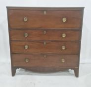 Late 19th/early 20th century mahogany secretaire chest, the top drawer with hinged fall-front