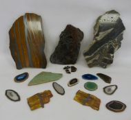 Assorted cut and polished rocks to include haematite and various further