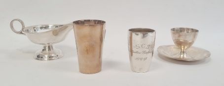 A Swedish silver shot glass, inscribed 'S.C.S Martin Carlsson 19 12/2 11', three crown mark to