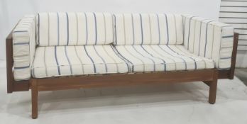 Mid century, possibly Danish, designer day bed, the woven end arms extending, on draw mechanism,
