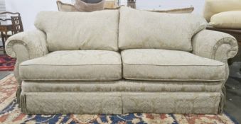 Two-seater sofa and single swivel chair in pale gold upholstery (2)