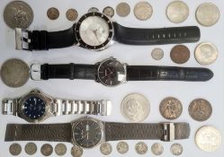 Gent's Calvin Klein wristwatch with calendar aperture, gent's Skagen wristwatch, two other gent's