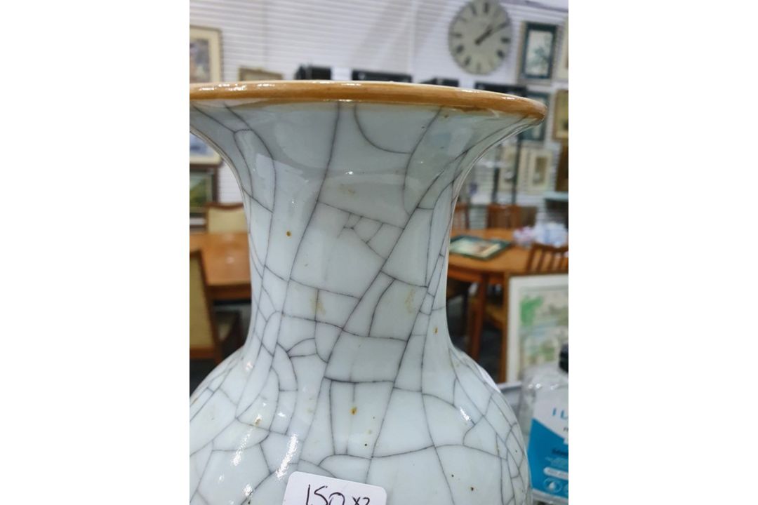 Two Chinese porcelain crackle glaze meiping vases, graduated, 35cm high and 31cm high (2)  Condition - Image 15 of 16