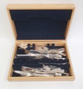 Modern canteen of silver plated cutlery in the Dubarry pattern, in wooden case
