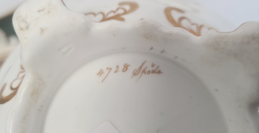 Early Victorian Spode porcelain teapot with blue and gilt border decoration, the matching two- - Image 2 of 16