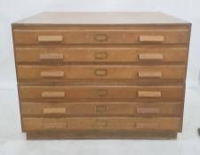 20th century oak six-drawer plan chest on plinth base, 114.5cm x 87cm Condition ReportThe height
