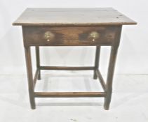 Possibly 18th century oak side table, the rectangular top with single drawer, chamfered legs and
