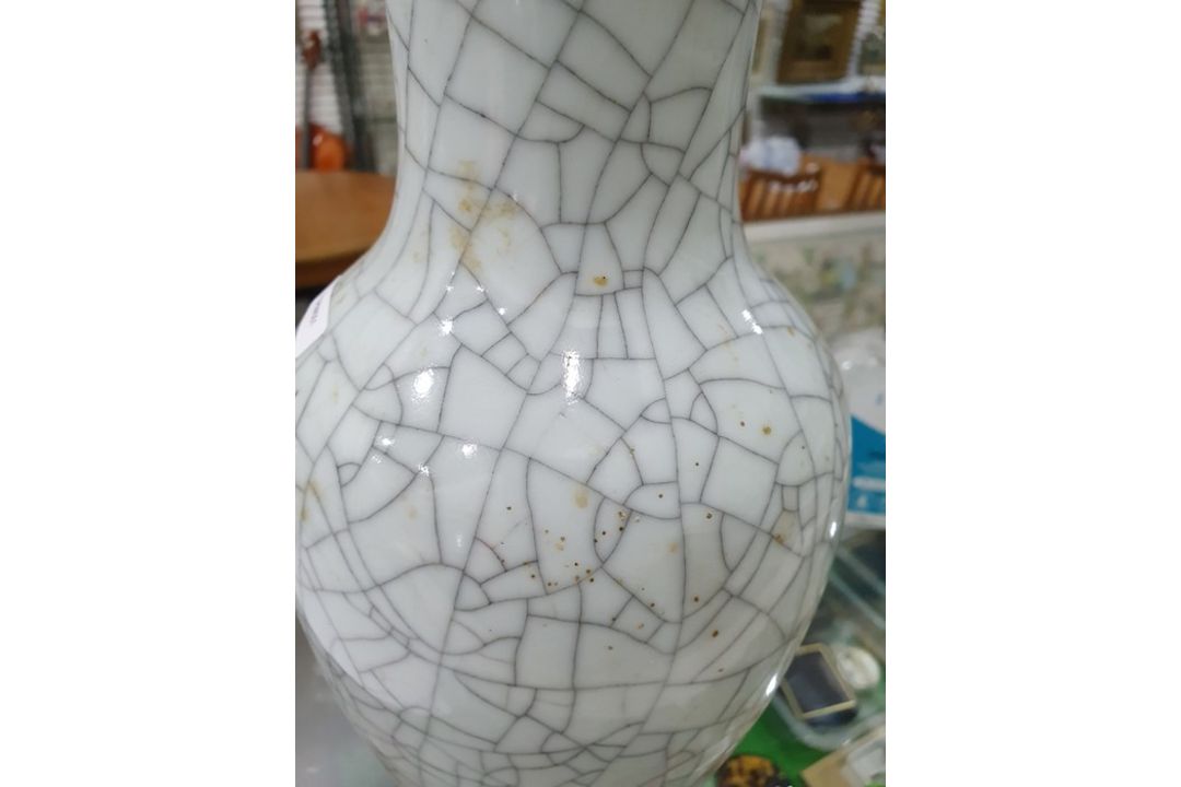Two Chinese porcelain crackle glaze meiping vases, graduated, 35cm high and 31cm high (2)  Condition - Image 10 of 16