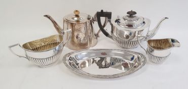 Silver plate to include teapot, dish, spoons etc and a pair of silver handled manicure tools and a