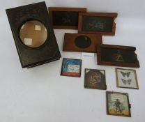 Magic lantern viewer and assorted slides to include mottos, etc