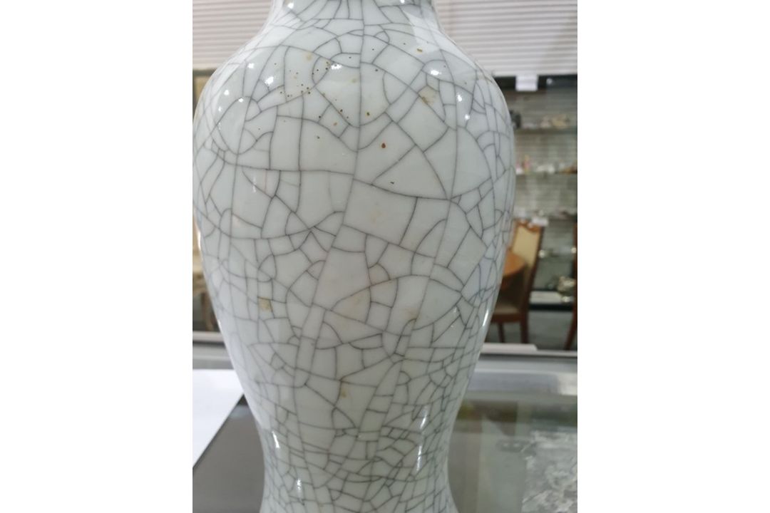 Two Chinese porcelain crackle glaze meiping vases, graduated, 35cm high and 31cm high (2)  Condition - Image 16 of 16