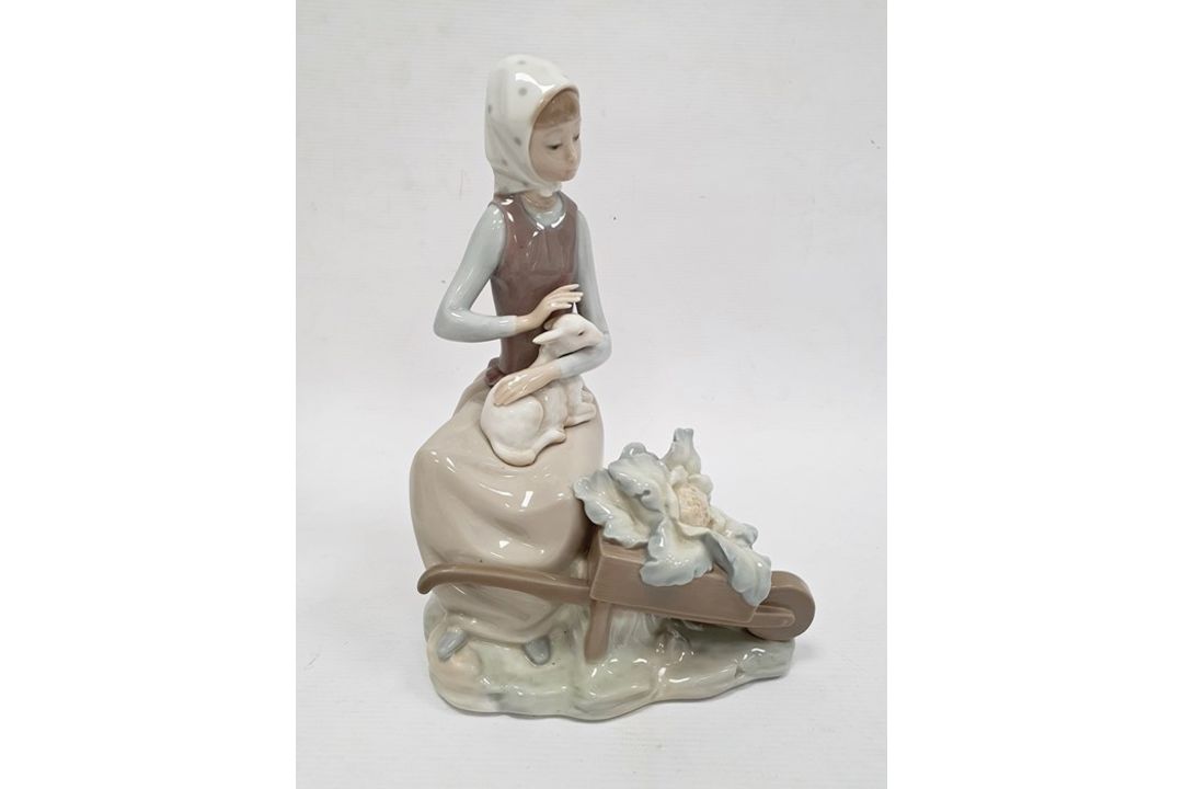Lladro porcelain figure of boy with flute, 20cm high and another of girl seated with lamb (2) - Image 6 of 10