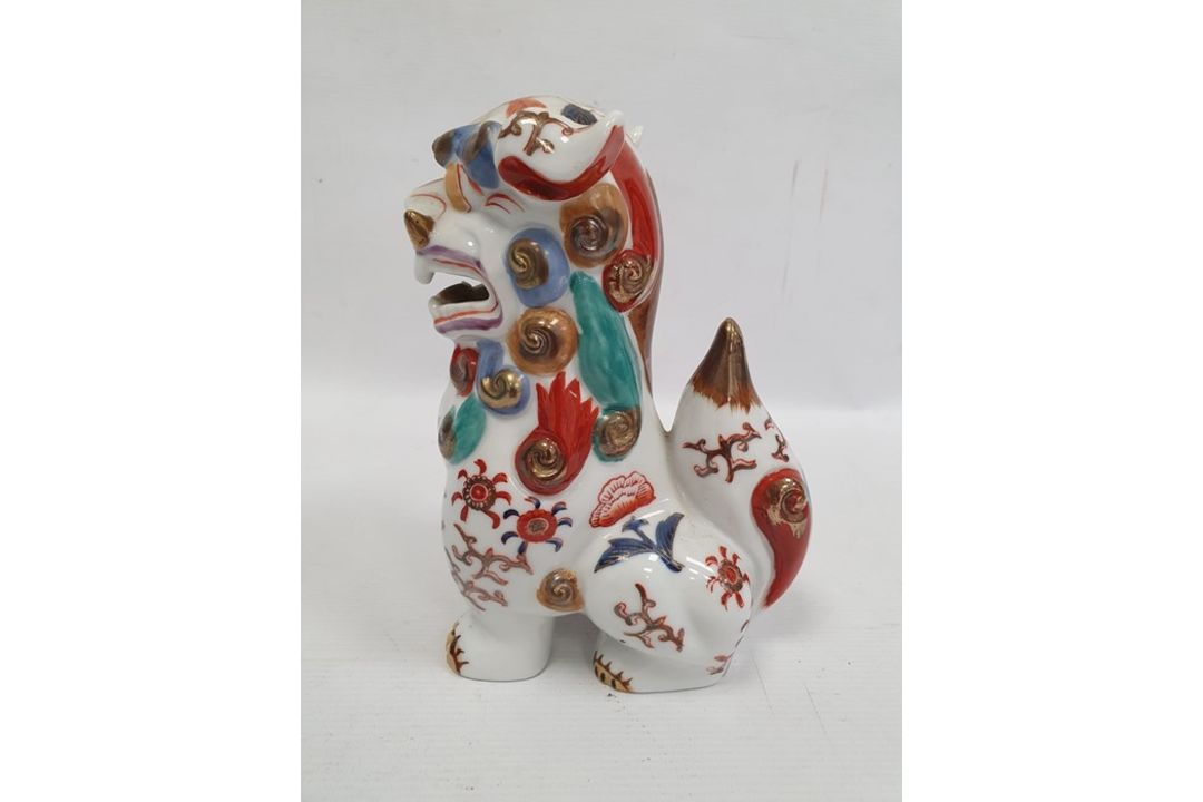 Chinese turquoise glazed model Buddhist lion,18cm high, two various bisque and partly glazed figures - Image 6 of 31