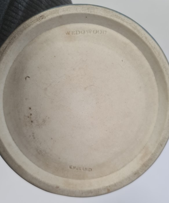 Edwardian silver-mounted Wedgwood jasperware vase with flared base, classical figures in relief on - Image 2 of 2