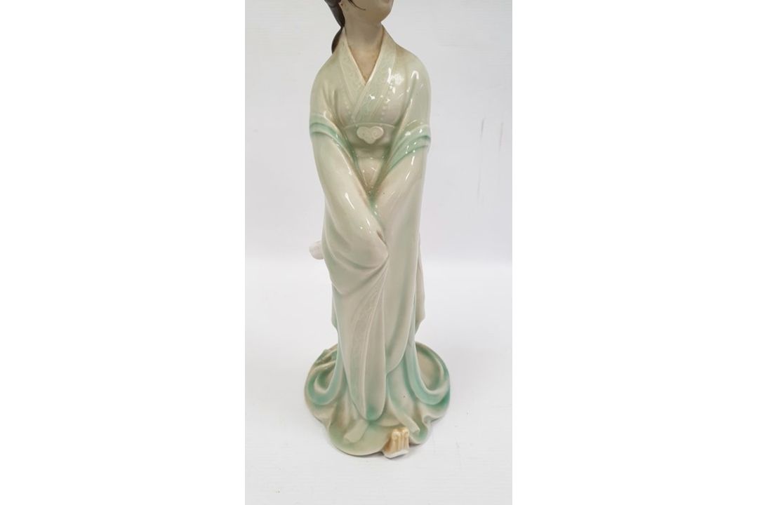 Chinese turquoise glazed model Buddhist lion,18cm high, two various bisque and partly glazed figures - Image 20 of 31